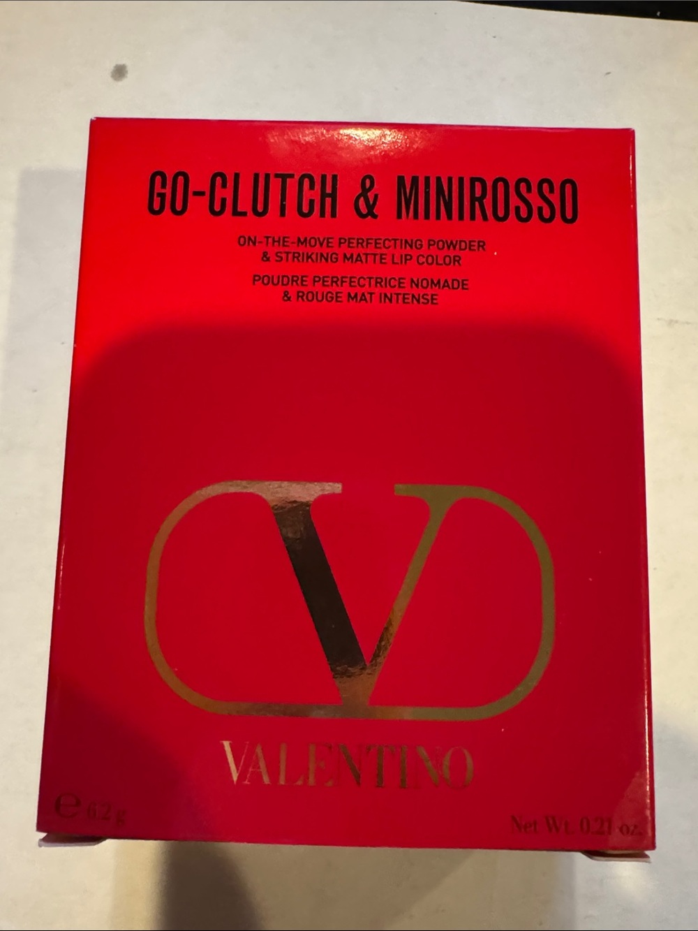 Valentino Go-Clutch & Minirosso Compact Powder & Lip Color - Red & Gold